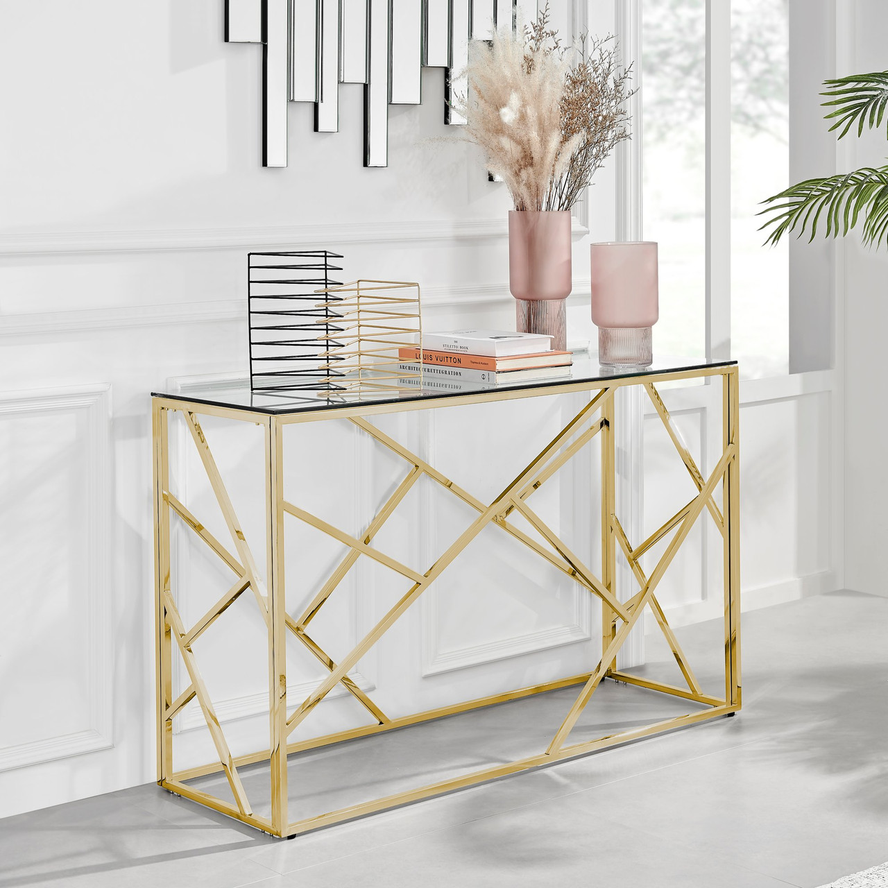 Gold metal console table discount